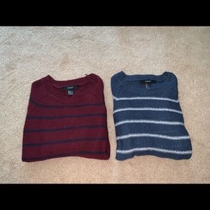 Two Forever 21 striped sweaters